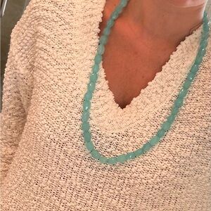 Faceted Amozonite turquoise precious stone long necklace Sundance aquamarine